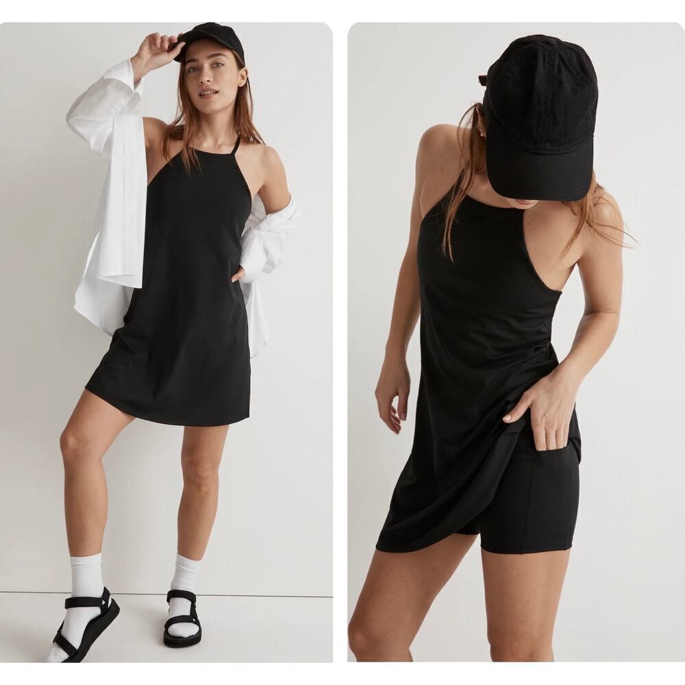 NWT Madewell Flex 2.0 Fitness Dress High Neck in True Black NK207 Size Small